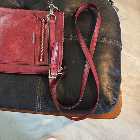 Coach  Crossbody bag  genuine, smooth, leather deep red.  Silvertone.
No callout - Picture 12 of 12